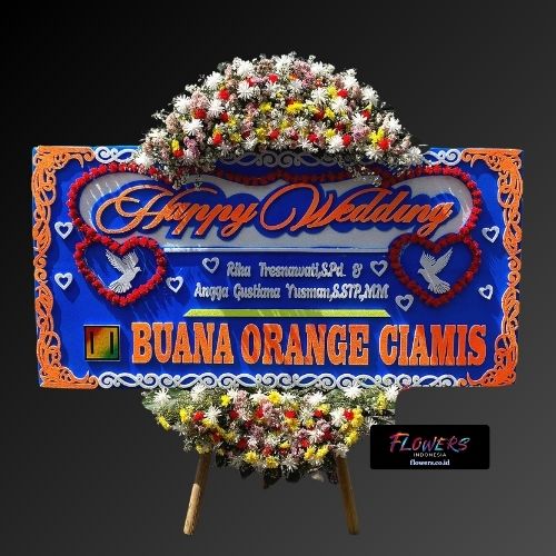 Karangan Bunga Papan Happy Wedding