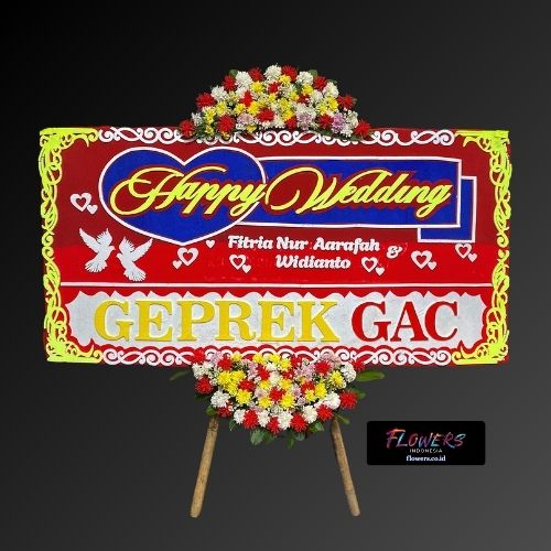 Karangan Bunga Papan Happy Wedding