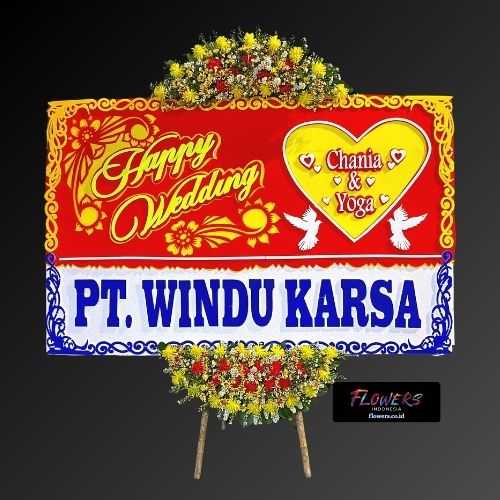 Karangan Bunga Papan Happy Wedding