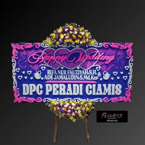Karangan Bunga Papan Happy Wedding 
