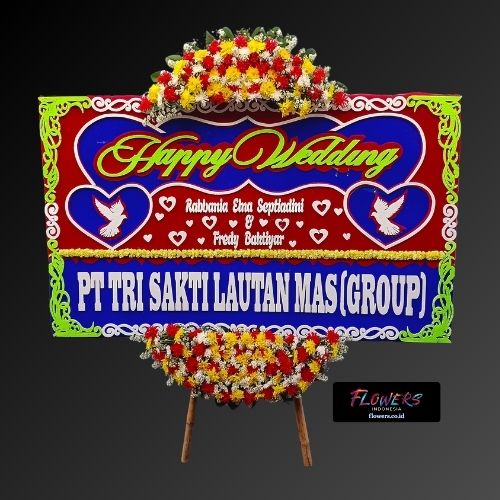 Karangan Bunga Papan Happy Wedding