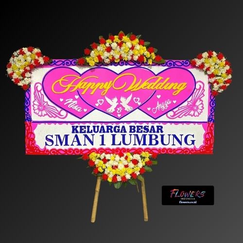 Karangan Bunga Papan Happy Wedding