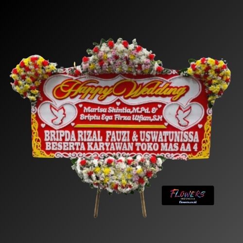 Karangan Bunga Papan Happy Wedding