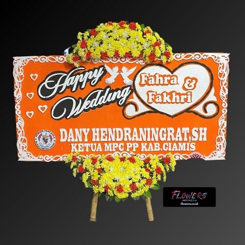 Karangan Bunga Papan Happy Wedding