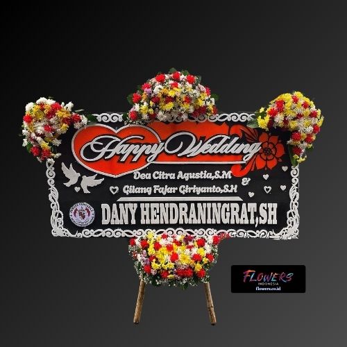 Karangan Bunga Papan Happy Wedding