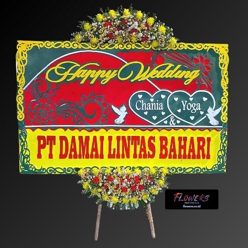Karangan Bunga Papan Happy Wedidng