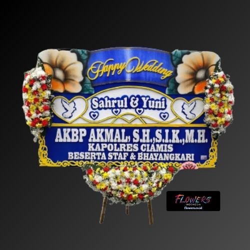 Karangan Bunga Papan Happy Wedding