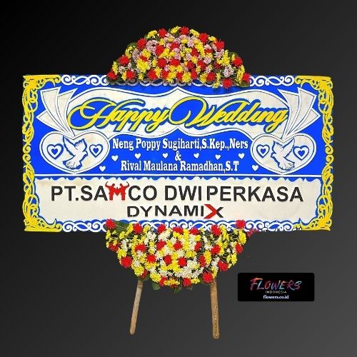 Karangan Bunga Papan Happy Wedding