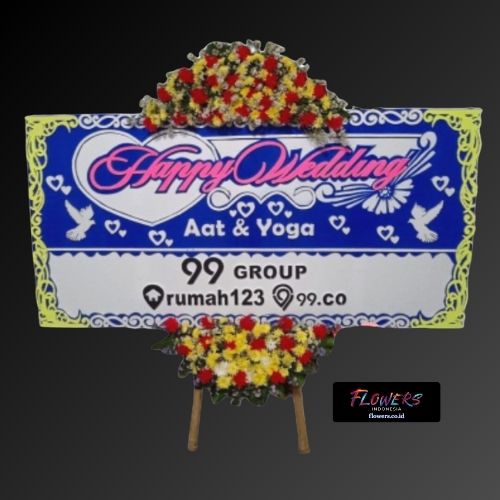 Karangan Bunga Papan Happy Wedding