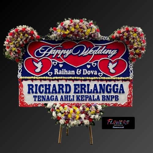 Karangan Bunga Papan Happy Wedding