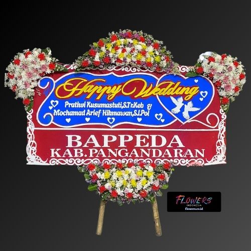Karangan Bunga Papan Happy Wedding