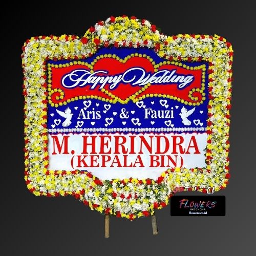 Karangan Bunga Papan Happy Wedding