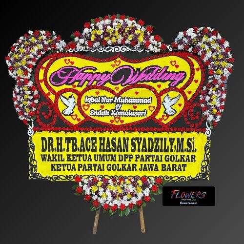 Karangan Bunga Papan Happy Wedding